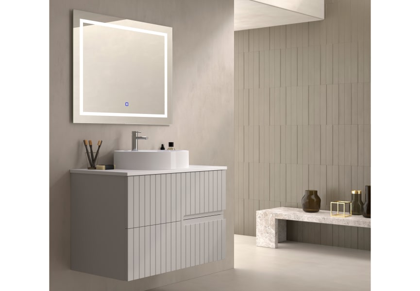 Meuble de salle de bains avec plan de toilette en pierre compacte blanc Ebi Bruntec couleurs principal 3