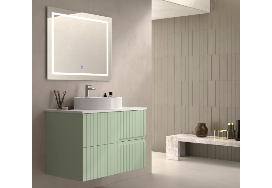 Meuble de salle de bains avec plan de toilette en pierre compacte blanc Ebi Bruntec couleurs principal 0