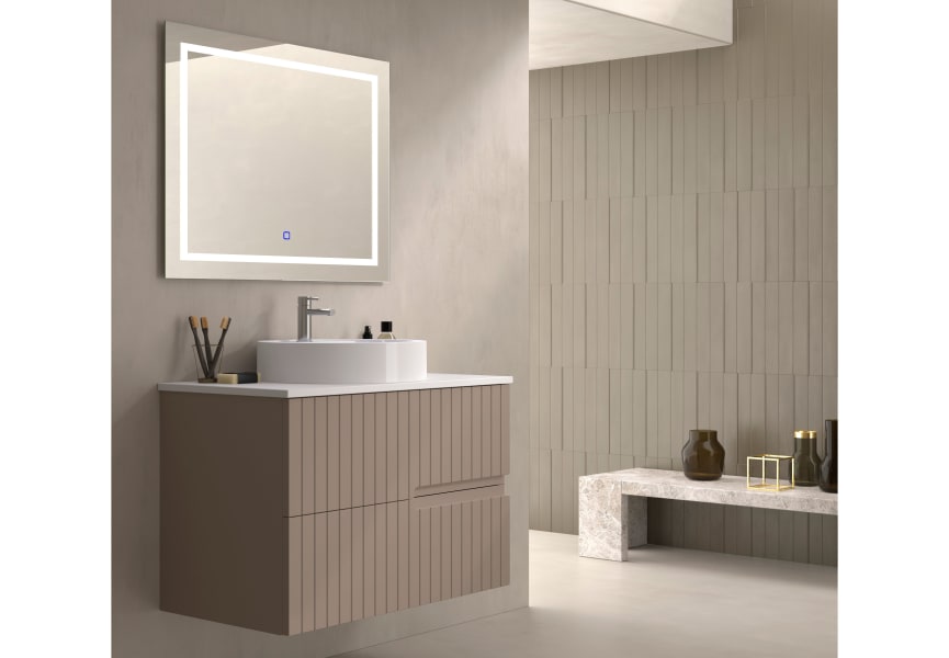 Meuble de salle de bains avec plan de toilette en pierre compacte blanc Ebi Bruntec couleurs principal 5