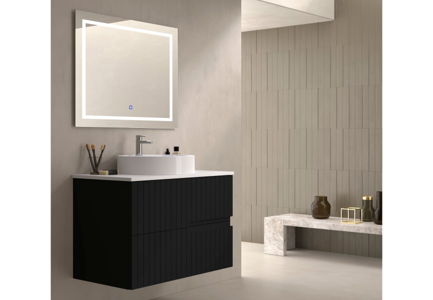 Meuble de salle de bains avec plan de toilette en pierre compacte blanc Ebi Bruntec couleurs principal 2