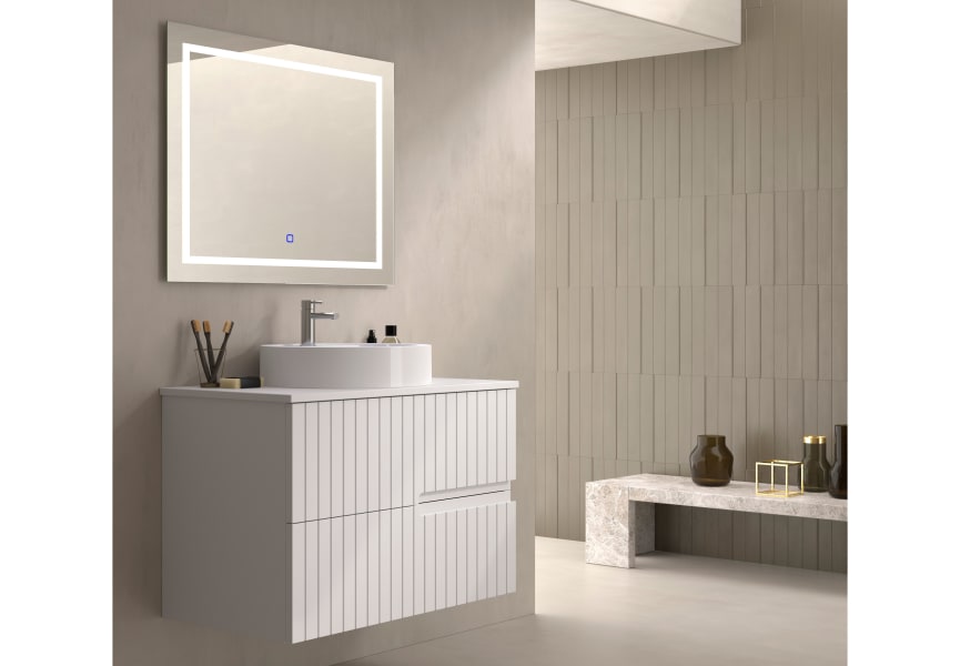 Meuble de salle de bains avec plan de toilette en pierre compacte blanc Ebi Bruntec couleurs principal 1