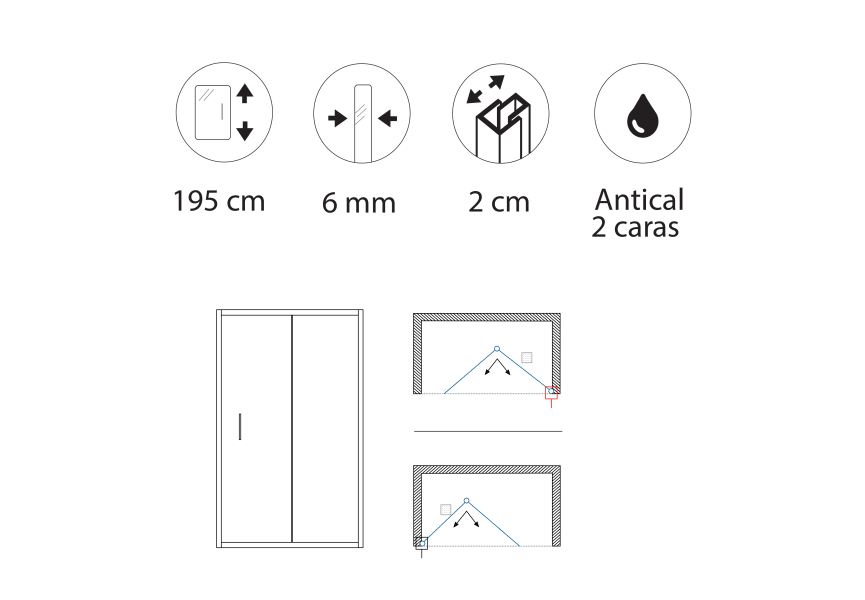 Paroi de douche Rimini ST Doccia croquis 5