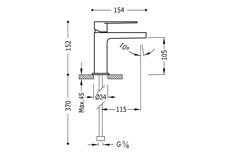 Robinet de lavabo Class Tres croquis 2
