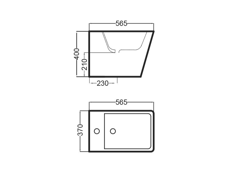 Bidet compact Square Bruntec croquis 4