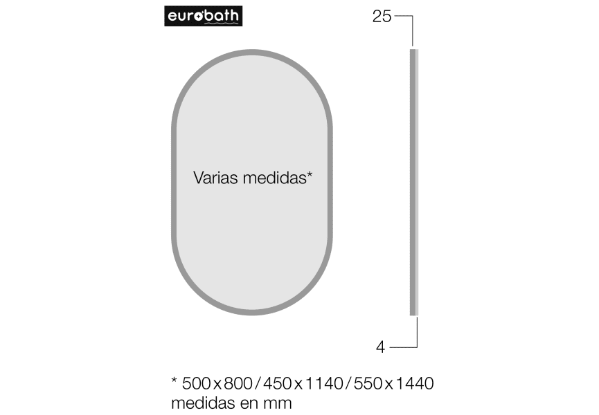 Miroir de salle de bains Cerdeña, Eurobath croquis 13