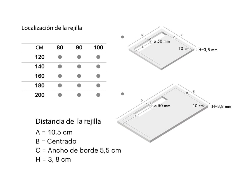 Receveur de douche en résine Canto Côté Doccia croquis 11