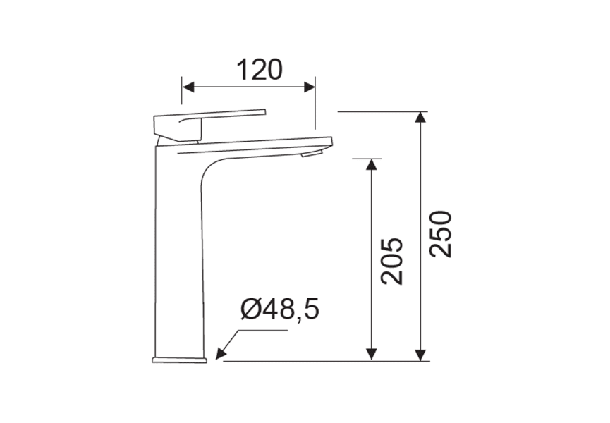 Robinet de lavabo Aura Lluvibath croquis 3