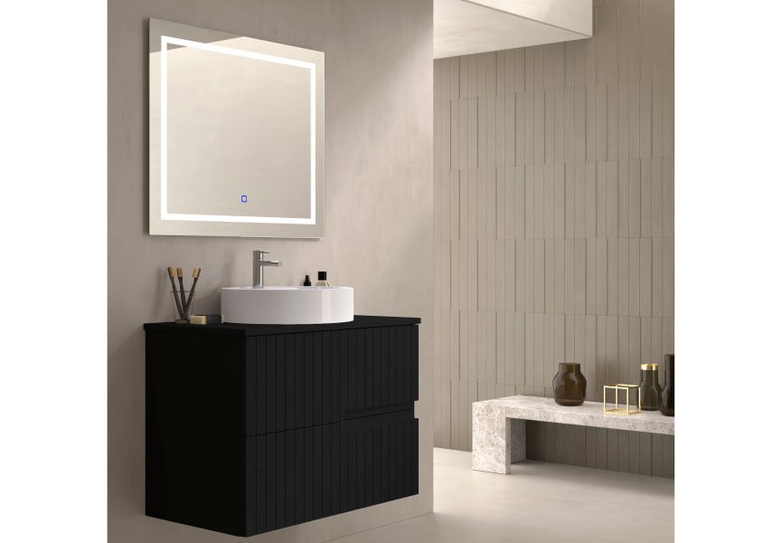 Meuble de salle de bains avec plan de toilette en pierre compacte colorée Ebi Bruntec couleurs principal 2