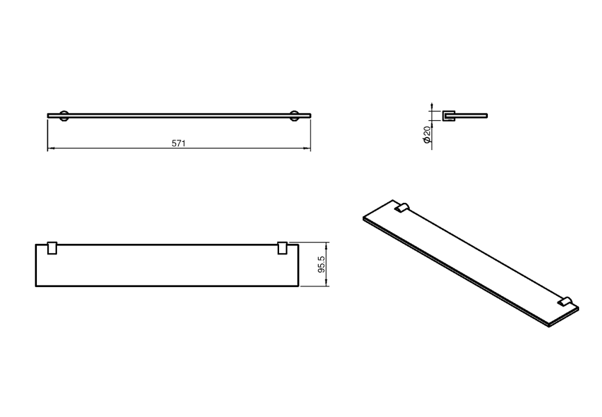 Etagère de salle de bain Logic Cosmic croquis 4