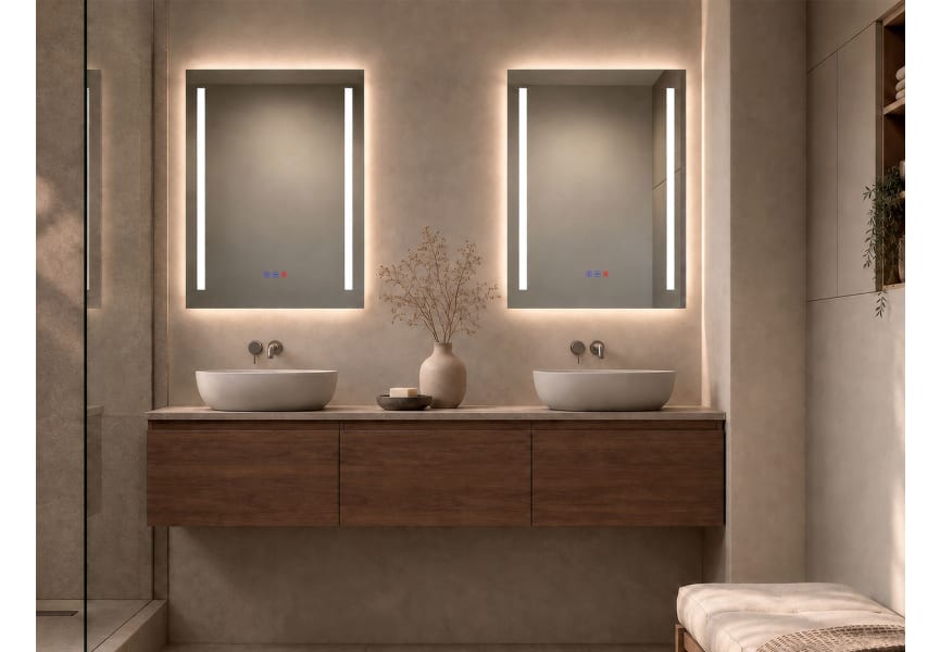 Miroir de salle de bains avec l'éclairage LED Liberty Bruntec principal 2
