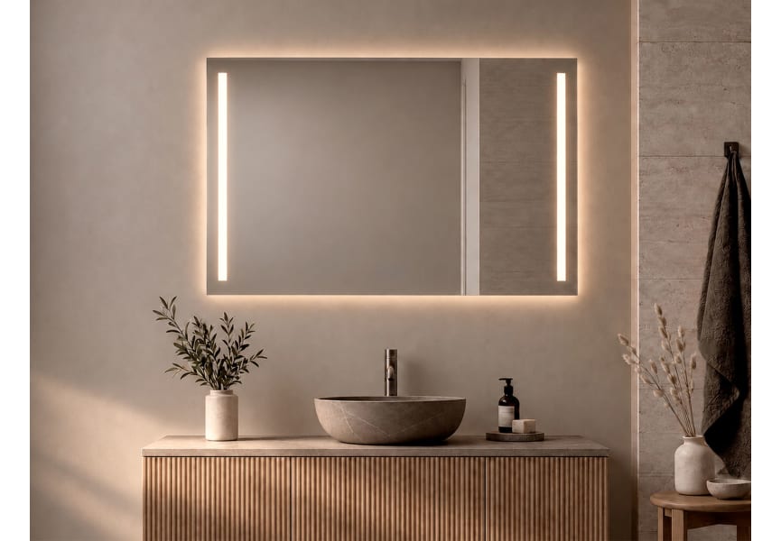 Miroir de salle de bains avec l'éclairage LED Liberty Bruntec principal 0