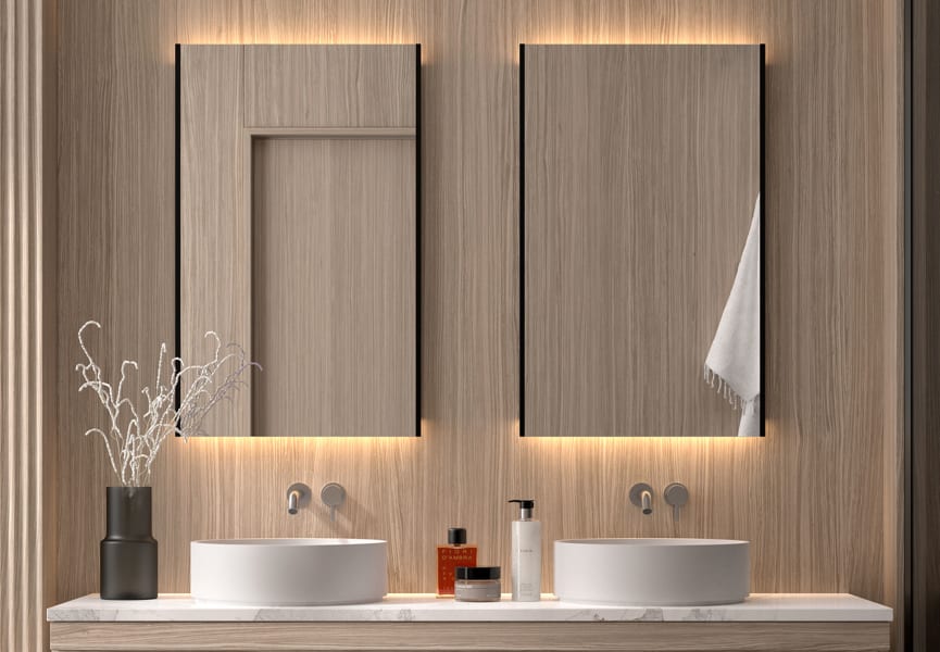 Miroir de salle de bains avec éclairage LED Sire Bruntec principal 4
