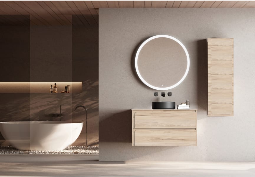 Meuble de salle de bains avec plan de toilette en bois Índico Visobath principal 3