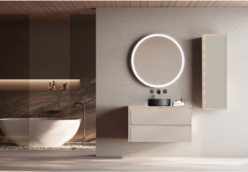Meuble de salle de bains avec plan de toilette en bois Índico Visobath principal 4