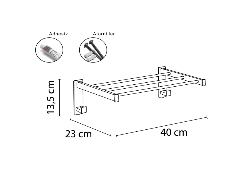 Etagère porte-serviettes Glass Mediterránea de baño croquis 1