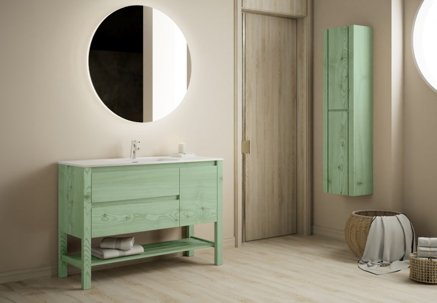 Ensemble de meubles de salle de bains en bois massif Laponia Bruntec principal 3