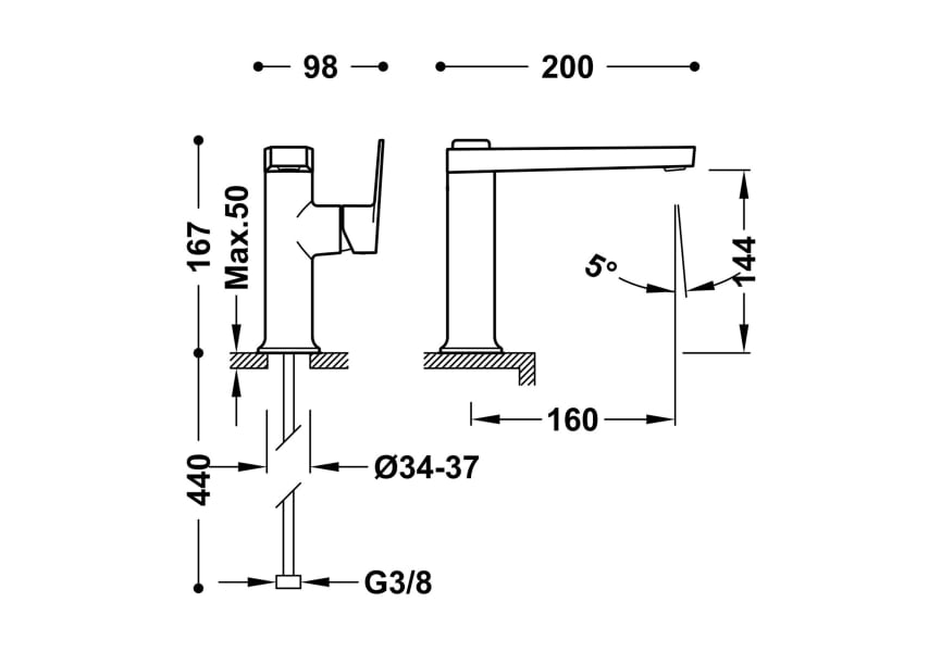 Project Tres robinetterie de lavabo croquis 12