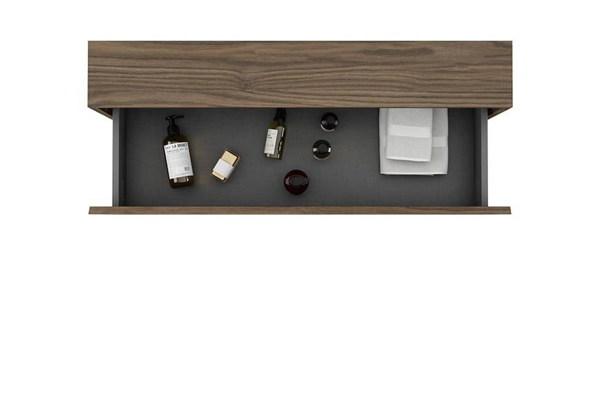 Meuble de salle de bains avec plan de toilette en bois de 10 cm de hauteur, monocolore Nomad Visobath détail 6