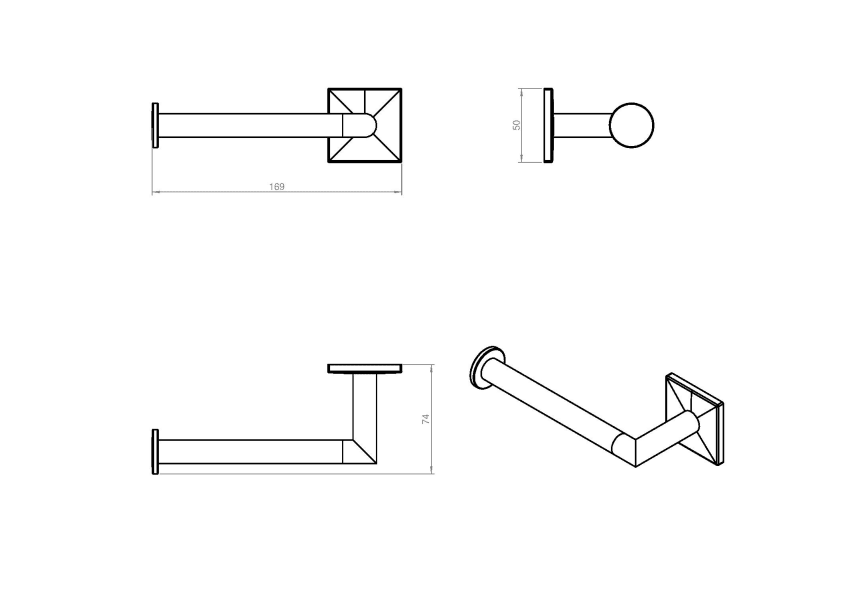 Porte-rouleau de toilette Square Duo Cosmic croquis 2