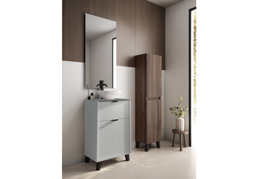 Ensemble meuble de salle de bains faible profondeur 35,5 cm avec lavabo sur plan de toilette Midi Visobath principal 3