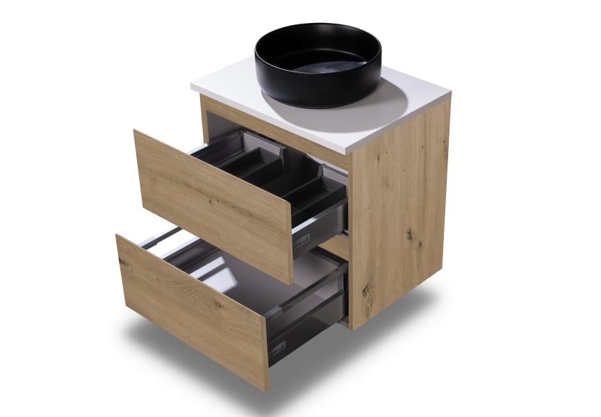 Petit meuble de salle de bain Nivo Bruntec 2 tiroirs suspendu détail 7