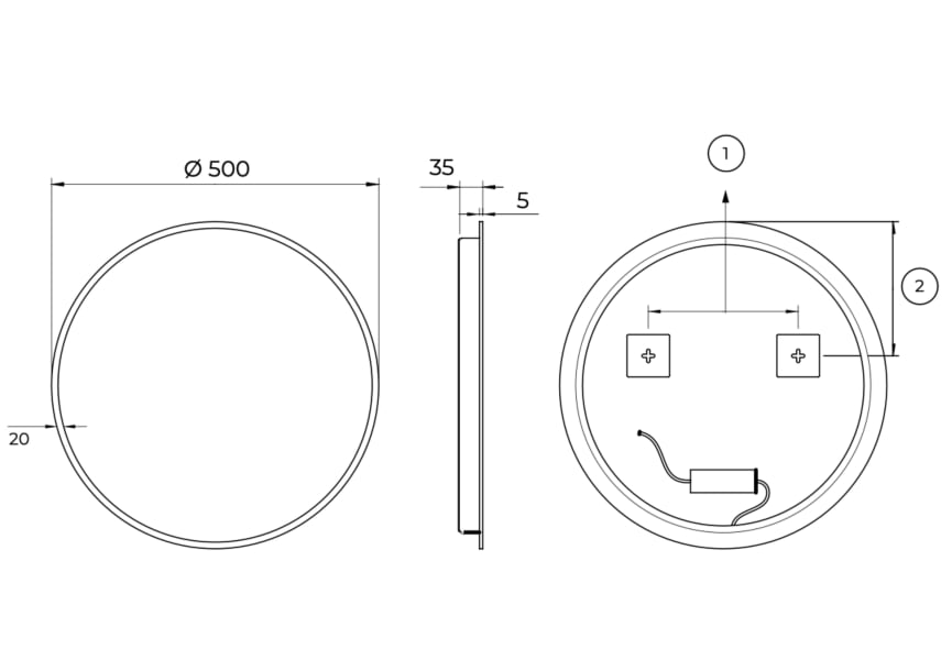 Miroir de salle de bain avec éclairage LED Bélgica Ledimex croquis 11