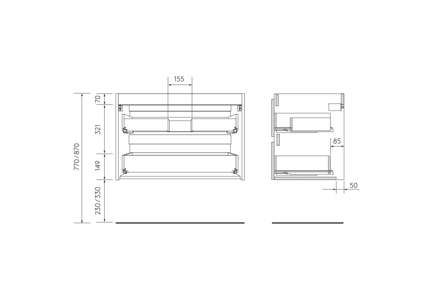 Moria Salgar meuble de salle de bain avec vasque à poser croquis 12