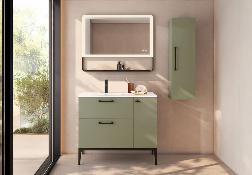 Ensemble de meubles de salle de bains avec ou sans banc avec lavabo Flat Verso Visobath principal 4