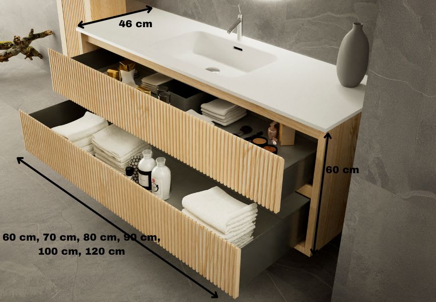 Ensemble de meubles de salle de bains en bois massif avec côtés Alpes 19 Bruntec croquis 4