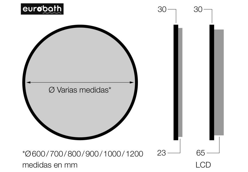 Miroir de salle de bains avec éclairage LED Bequia Eurobath croquis 6