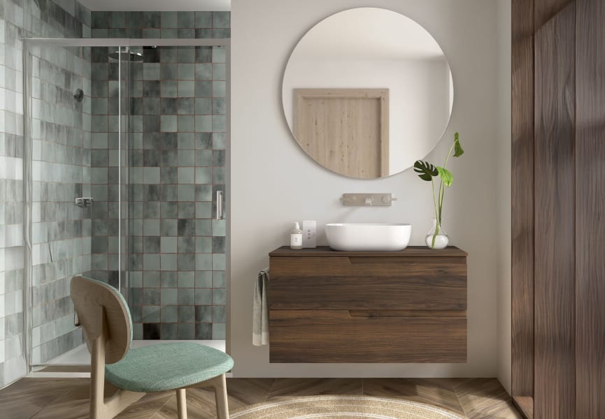Meuble de salle de bains avec plan de toilette dans la même couleur que le meuble Vima Salgar principal 2