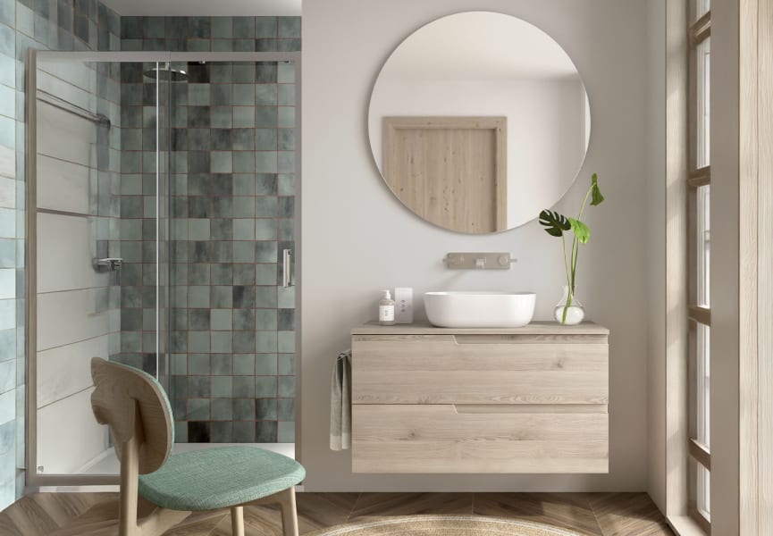 Meuble de salle de bains avec plan de toilette dans la même couleur que le meuble Vima Salgar principal 3