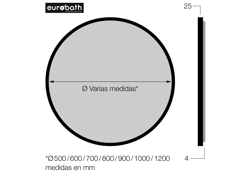 Miroir de salle de bains Leyte, Eurobath croquis 13