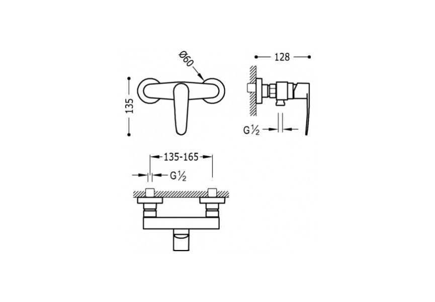 Robinet de douche Flat Tres croquis 2