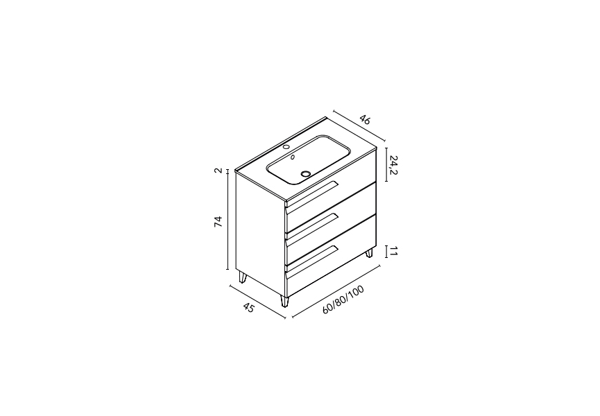 Ensemble de meubles de salle de bains Vitale Royo croquis 11