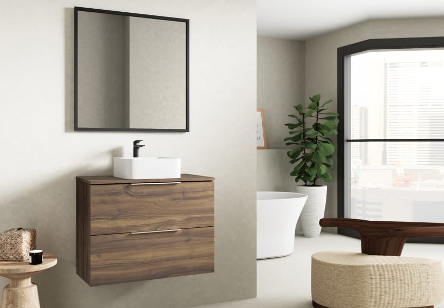 Meuble de salle de bains avec plan de toilette en bois Zahara Bruntec principal 0