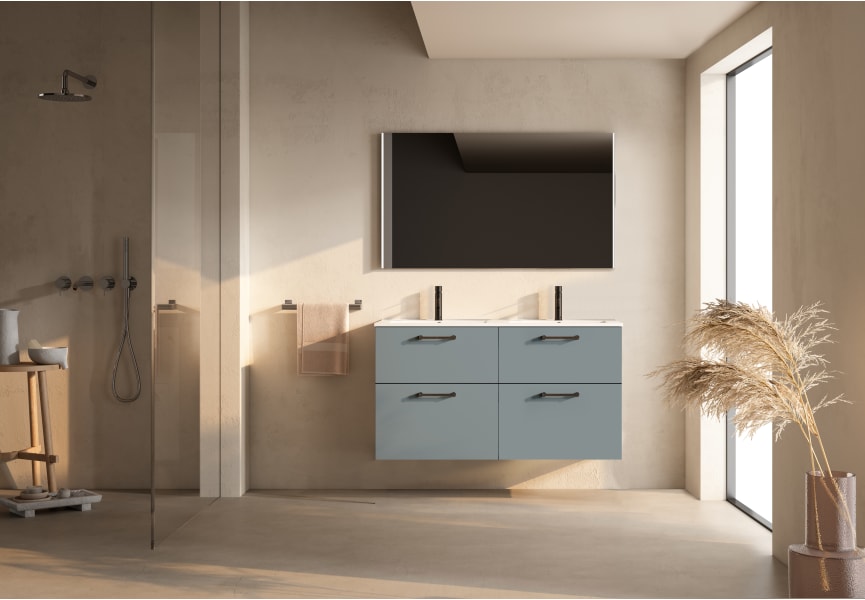 Ensemble de meubles de salle de bains supendu avec lavabo Flat Verso Visobath principal 3