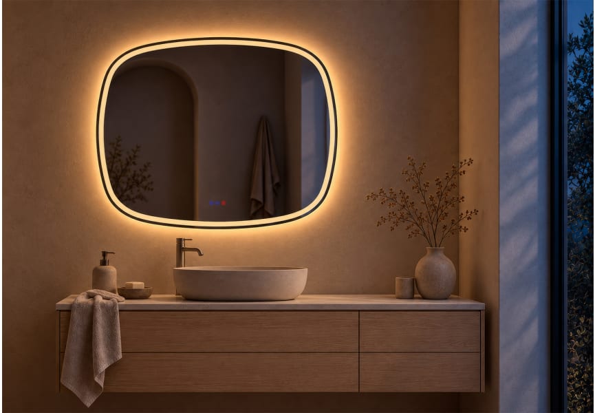 Miroir de salle de bain avec éclairage LED Leda Bruntec principal 1