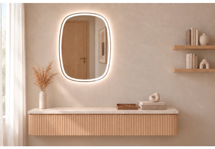 Miroir de salle de bain avec éclairage LED Leda Bruntec principal 2