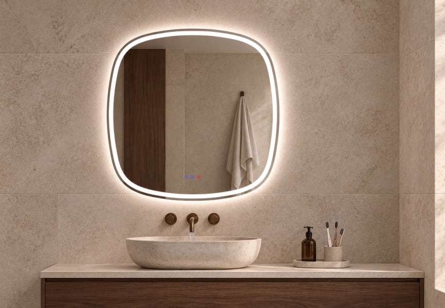 Miroir de salle de bain avec éclairage LED Leda Bruntec principal 0