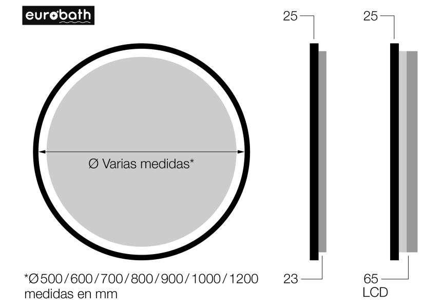 Miroir de salle de bains avec éclairage LED Maldivas Eurobath croquis 13