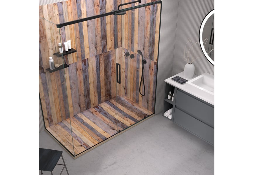 Receveurs de douche en résine décorés Design 3D Bois Rustique Bruntec environnement 2