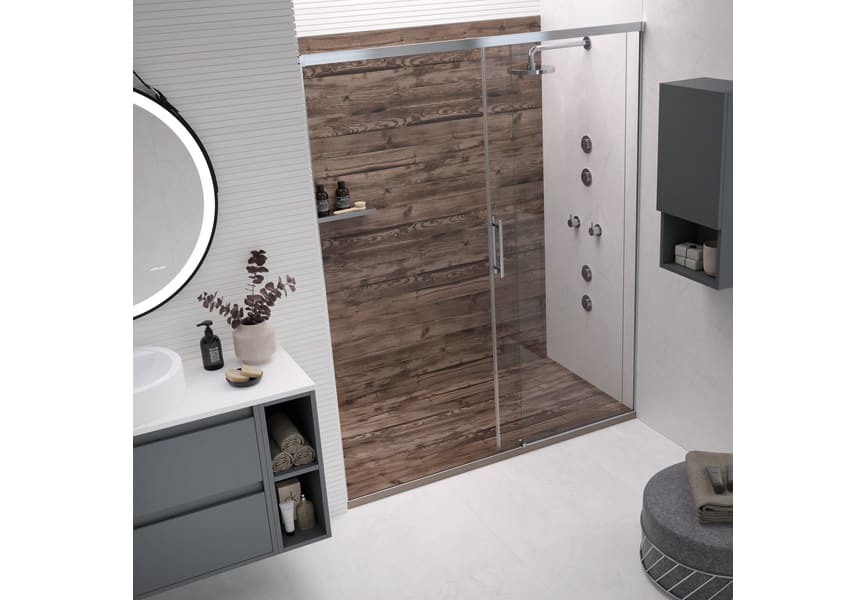 Receveurs de douche en résine décorés Design 3D Madera Rústica Bruntec environnement 8