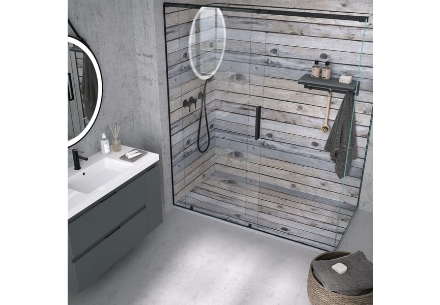 Receveurs de douche en résine décorés Design 3D Bois Rustique Bruntec environnement 12
