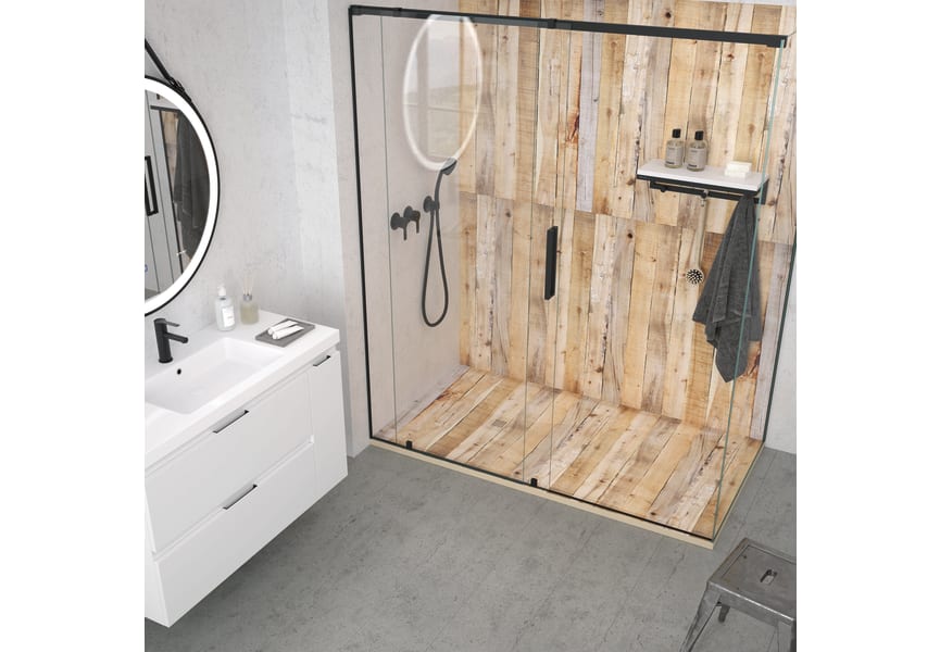 Receveurs de douche en résine décorés Design 3D Bois Rustique Bruntec environnement 13