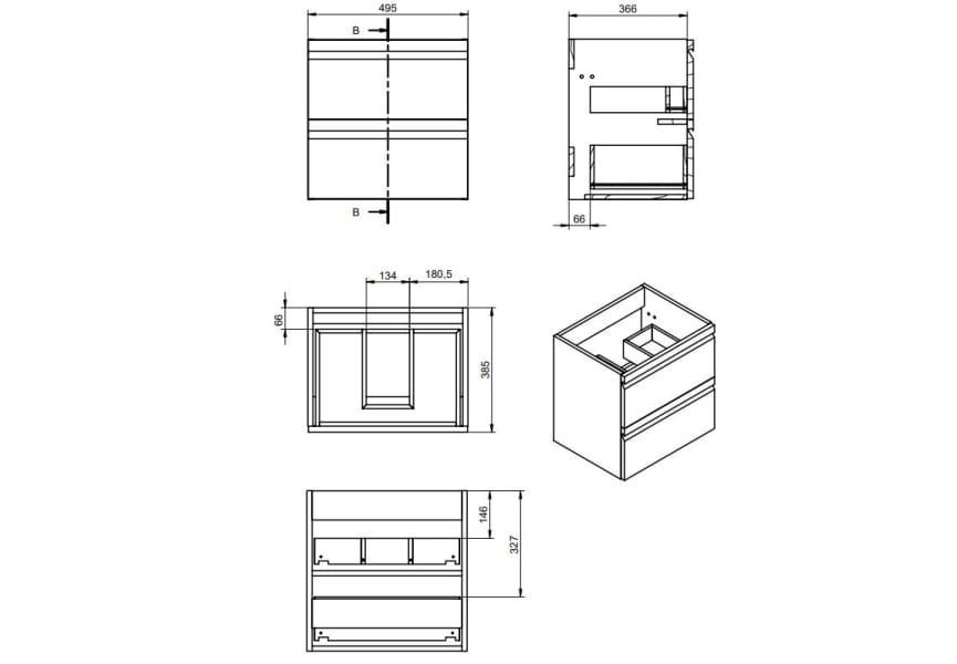 Ensemble meuble de salle de bains à faible profondeur 40 cm Lagos Visobath croquis 4