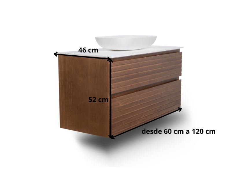 Meuble de salle de bain en bois massif avec plan de toilette Solid surface Alpes 5 Bruntec croquis 8