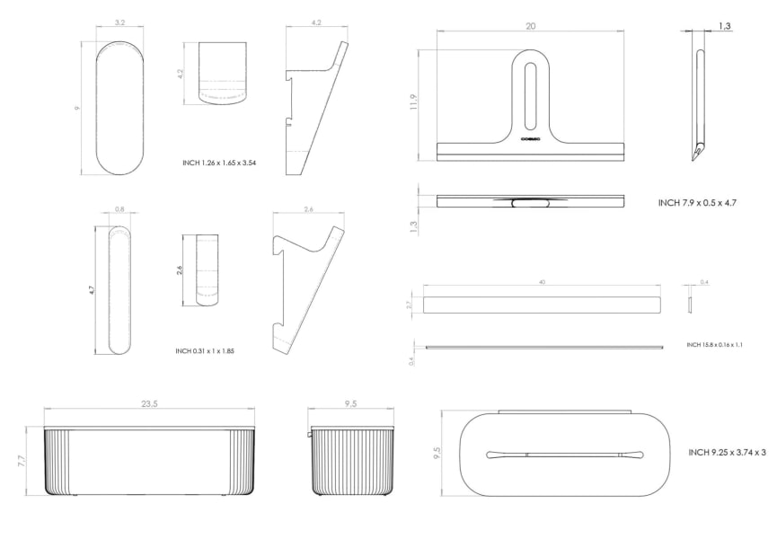 Ensemble de douche modulaire avec barre murale Alife par Cosmic croquis 7