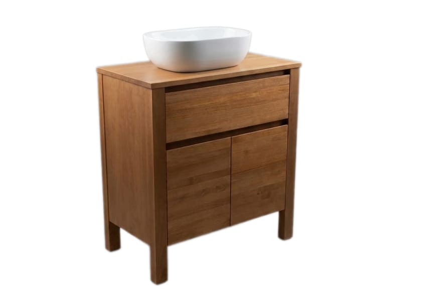 Meubles de salle de bains avec plan de toilette en bois massif Laponia Bruntec détail 5