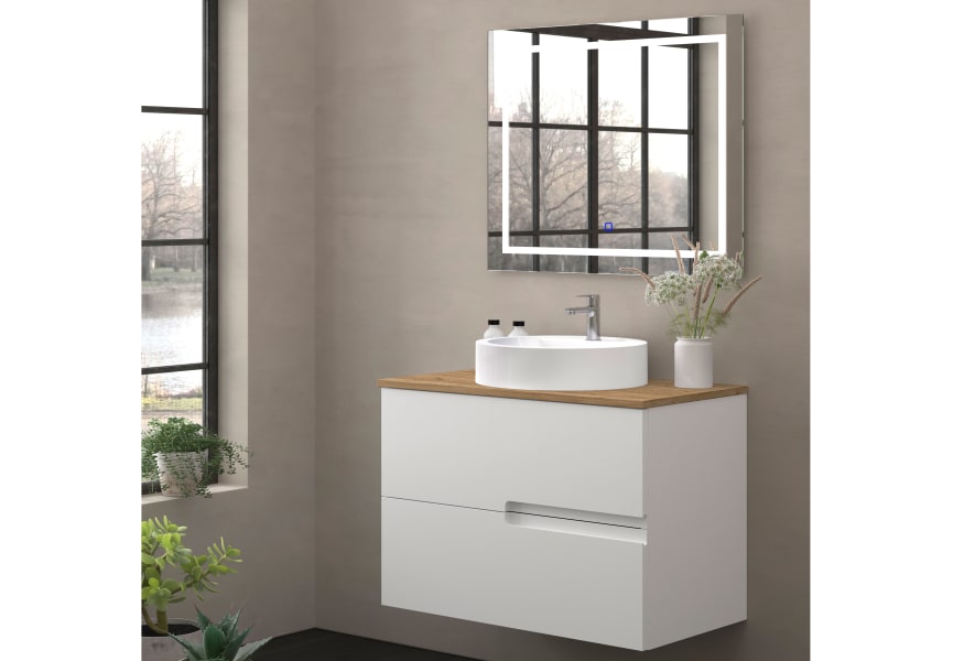 Meuble de salle de bains avec plan de toilette en bois Lia Bruntec Couleurs principal 0